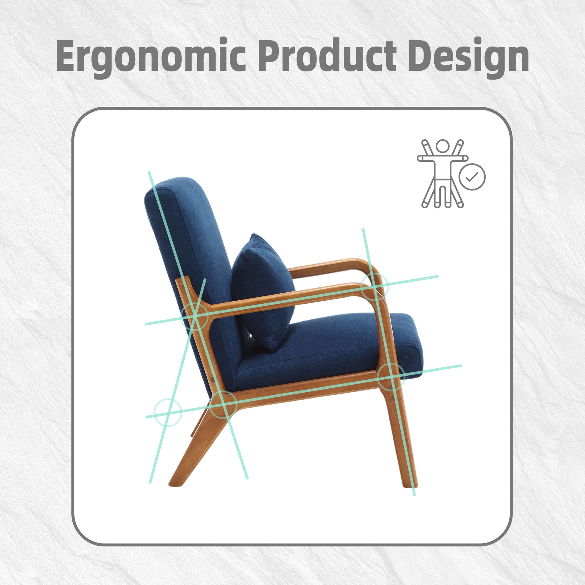 Coolmore Modern Accent Chair, Solid Wood Padding Lounge Armchairs With One Pillow For Living Room, Bedroom, Guest Room Navy Navy Brown Primary Living Space Modern Rubberwood Foam Velvet