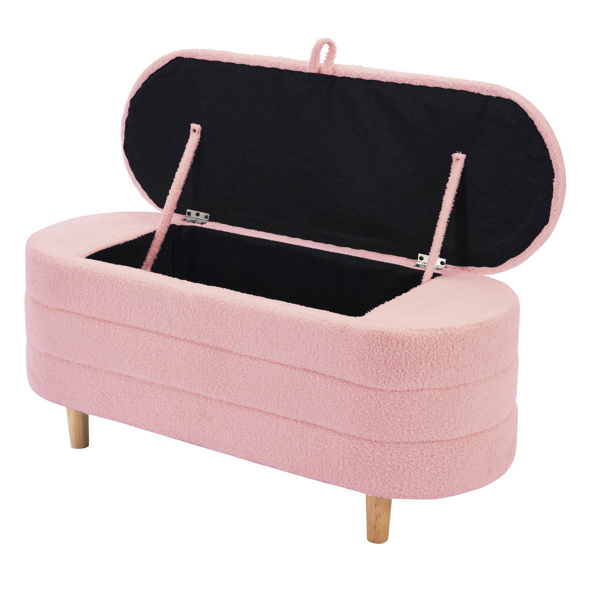 2 Pieces Bedroom Sets Full Size Flower Shaped Upholstered Led Platform Bed With Storage Ottoman Sherpa Fabric, Pink Full Pink 2 Piece Set Wood