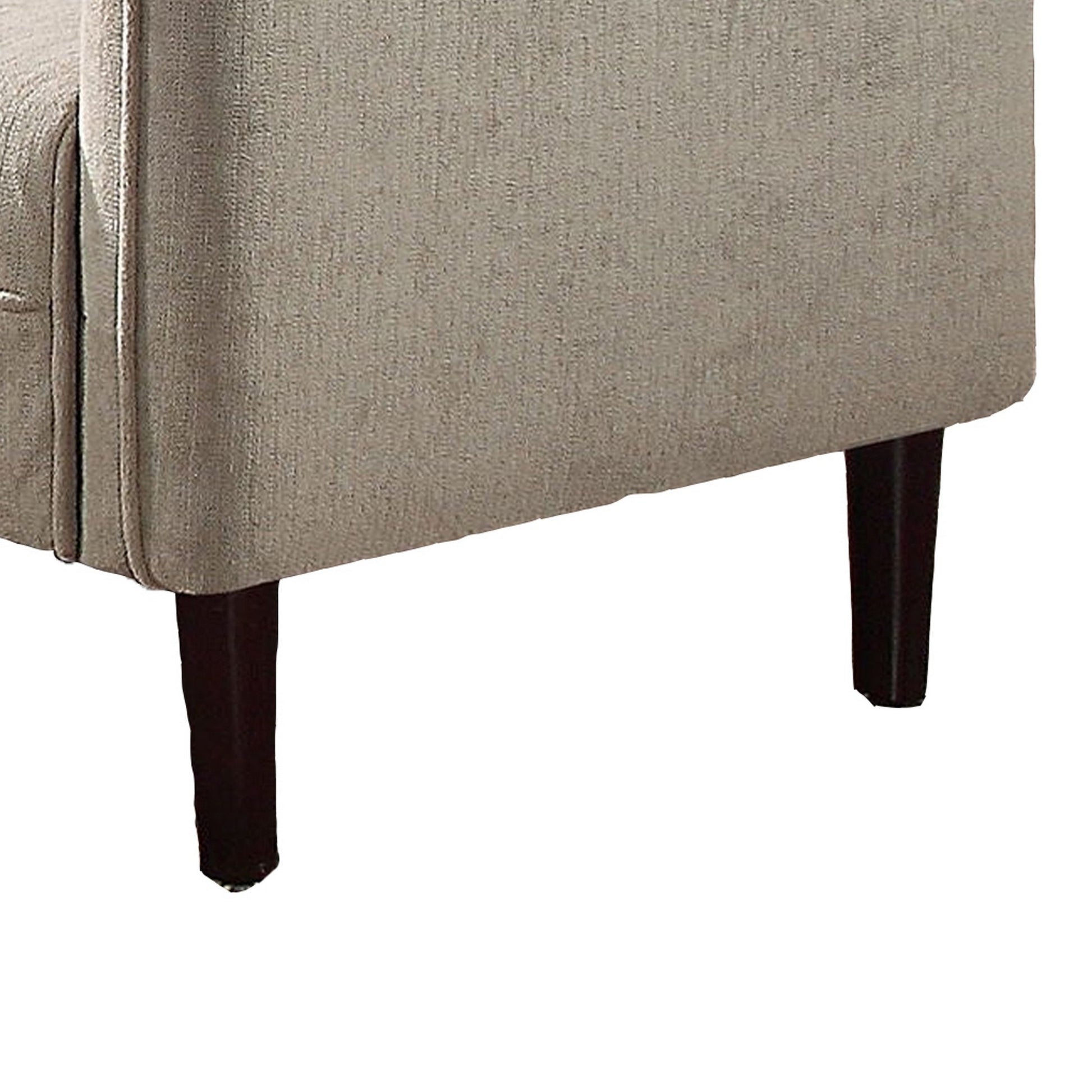 Hak 52 Inch Loveseat, Rounded Curved Arms, Biscuit Tufting, Wood Legs, Taupe Taupe Solid Wood 2 Seat