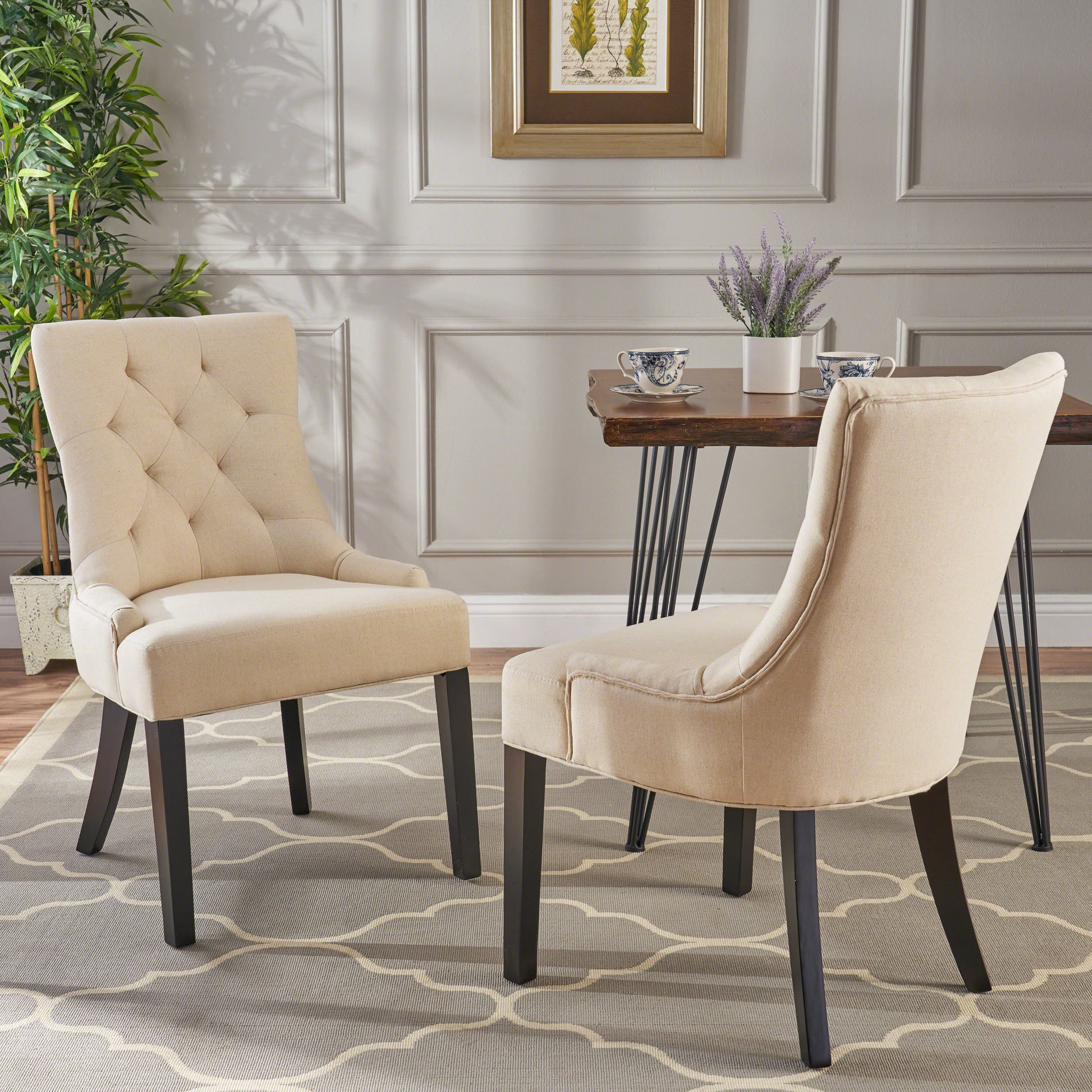 Cheney Dining Chair Kd Mp2 Set Of 2 Beige Fabric