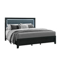 Carlos Black Full Bed With Led Black Solid Wood Mdf