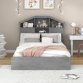 Full Size Wood Platform Bed With House Shaped Storage Headboard And 2 Drawers, Gray Box Spring Not Required Full Gray Wood Bedroom Solid Wood Mdf