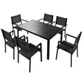 High Quality Steel Outdoor Table And Chair Set, Suitable For Patio, Balcony, Backyard. Black Seats 6 Steel