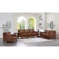 Ashby Leather Chair Pecan Primary Living Space Mid Century Modern Eucalyptus Down Filling Genuine Leather