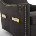 Dark Grey 360 Degree Swivel Rotating Accent Chair With Usb And Magazine Book For Living Room And Hotel Bed Room,Upholstered Accent Chair With Cooper Nail Dark Grey White Primary Living Space American Design,Classic,Modern Pine Foam Wood Fabric