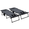 Outsunny 2 Piece Folding Chaise Lounge With 5 Level Reclining Back, Outdoor Tanning Chair With Reading Face Hole, Outdoor Lounge Chair With Side Pocket & Headrest For Beach, Yard, Patio, Gray Gray Steel