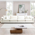 Corduroy Sofamodern Upholstered 4 Seater Corduroy Fabric Sofaoffice Living Room Apartment Comfortable Sofa, Easy To Assemble With 2 Arm Pillows And 4 Throw Pillows Beige Corduroy 4 Seat
