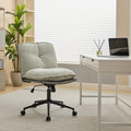 Oversize Seat Cirss Cross Chair With Wheels, Elegant Design Computer Chair, Adjustable Height 360 Rolling Swivel Home Office Chair For Small Space, Dressing Room, Living Room Gray Green Gray Primary Living Space Casual Foam Pu Leather