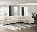 Modern Living Room Furniture Beige Corner Seat With Storage Corduroy Fabric Upholstery 1Pc Modular Piece Beige Primary Living Space Contemporary,Modern Solid Wood