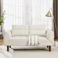 Convertible Futon Sofa Bed, Comfy Loveseat Sleeper Sofa With Adjustable Armrest, Strengthen Wood, Thick Padded Cushion, Small 2 Seater Couch For Living Room, Bedroom, Beige Beige Foam 2 Seat