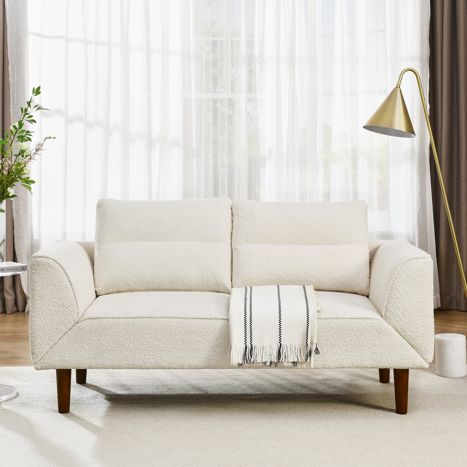 Convertible Futon Sofa Bed, Comfy Loveseat Sleeper Sofa With Adjustable Armrest, Strengthen Wood, Thick Padded Cushion, Small 2 Seater Couch For Living Room, Bedroom, Beige Beige Foam 2 Seat