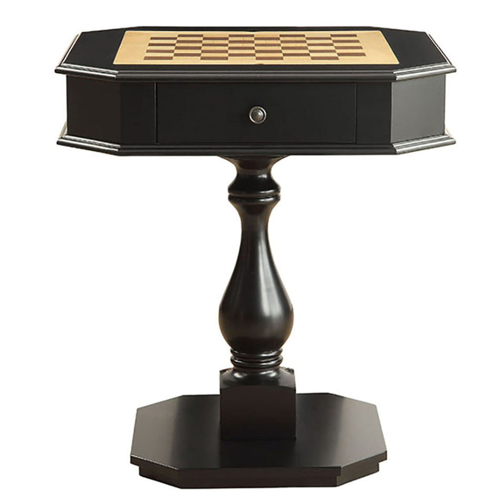 Black Game Table With 2 Drawer Black Traditional Wood