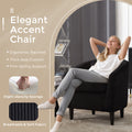 Coolmore Living Room Accent Barrel Chair, Century Modern Style Decorative Chair, Armchair For Living Room With Thick Cushions And Pillows, Comfy Single Sofa Chair, Chair With Wooden Legs,Black Black Corduroy