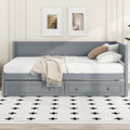 Twin Size Wood Daybed With 2 Drawers And Guardrail, Gray Gray Solid Wood Mdf