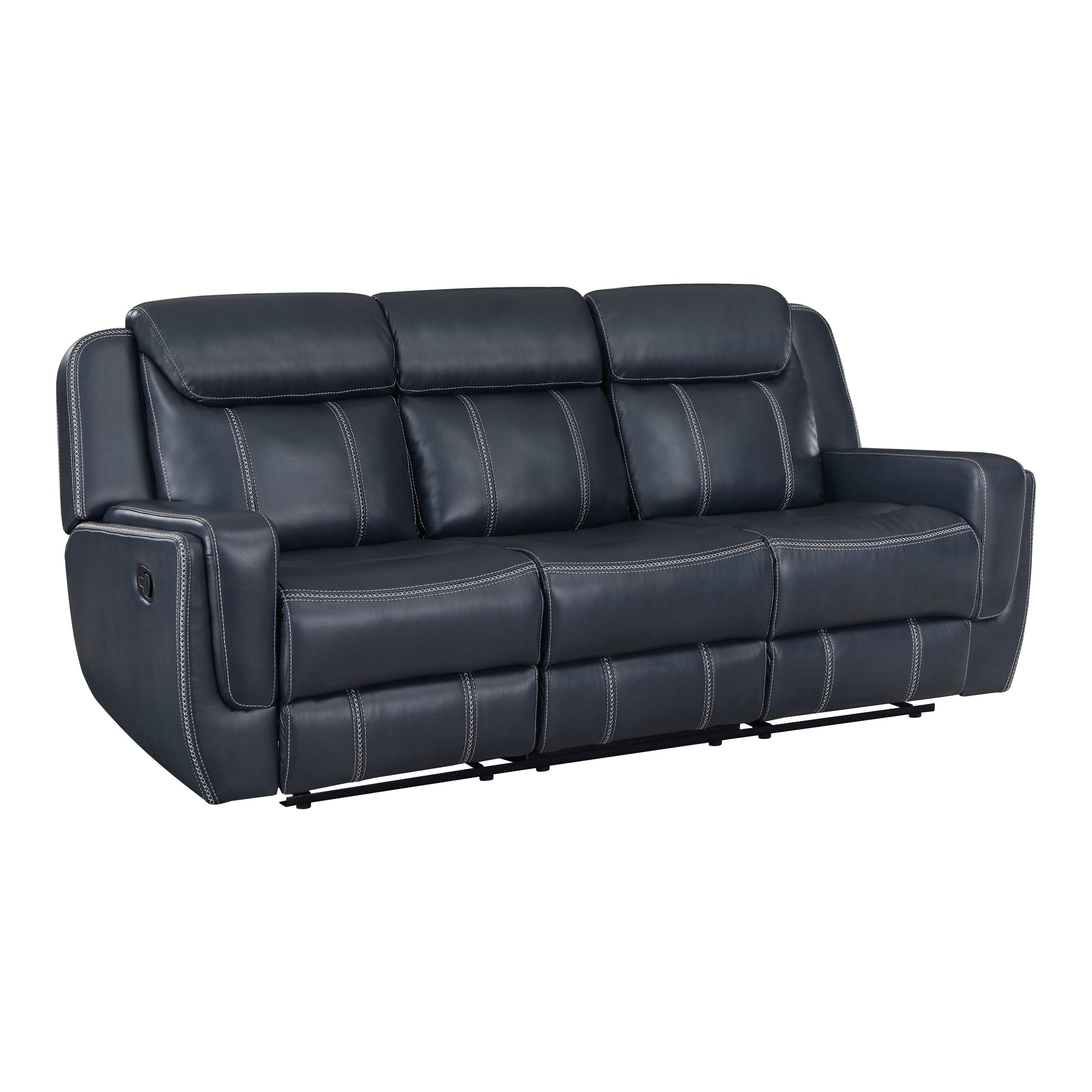 Modern Living Room Furniture 2Pc Reclining Sofa Set Bluefaux Leather Upholstery Reclining Sofa Loveseat With Cup Holders, Power Outlets, Usb Ports Blue Faux Leather Wood Primary Living Space Modern Plywood,Solid Wood 5 Seat