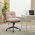 Oversize Seat Cirss Cross Chair With Wheels, Elegant Design Computer Chair, Adjustable Height 360 Rolling Swivel Home Office Chair For Small Space, Dressing Room, Living Room Gray Pink Pink Grey Primary Living Space Casual Foam Pu Leather