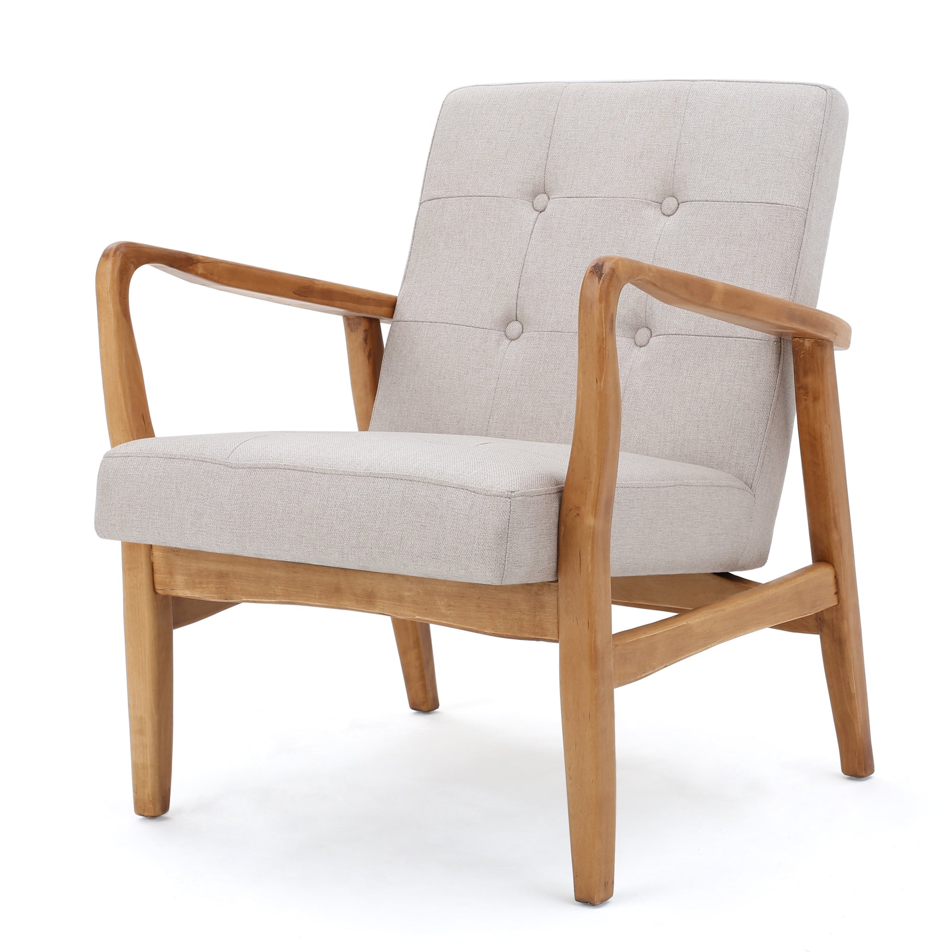 Beige Fabric Mid Century Modern Club Chair Beige Fabric