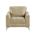 Sand Hued Polished Microfiber Upholstery Elegant Modern Style Chair 1Pc Solid Wood Living Room Furniture Silver Finish Metal Legs Sand Primary Living Space Modern Solid Wood