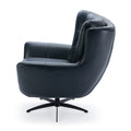 Calvin Midnight Blue Tufted Faux Leather Swivel Chair Blue Foam Faux Leather