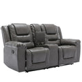 Home Theater Recliner Set Manual Recliner Chair With Wide Armrest, Two Built In Cup Holders For Living Room,Bedroom, Grey Grey Foam Pu