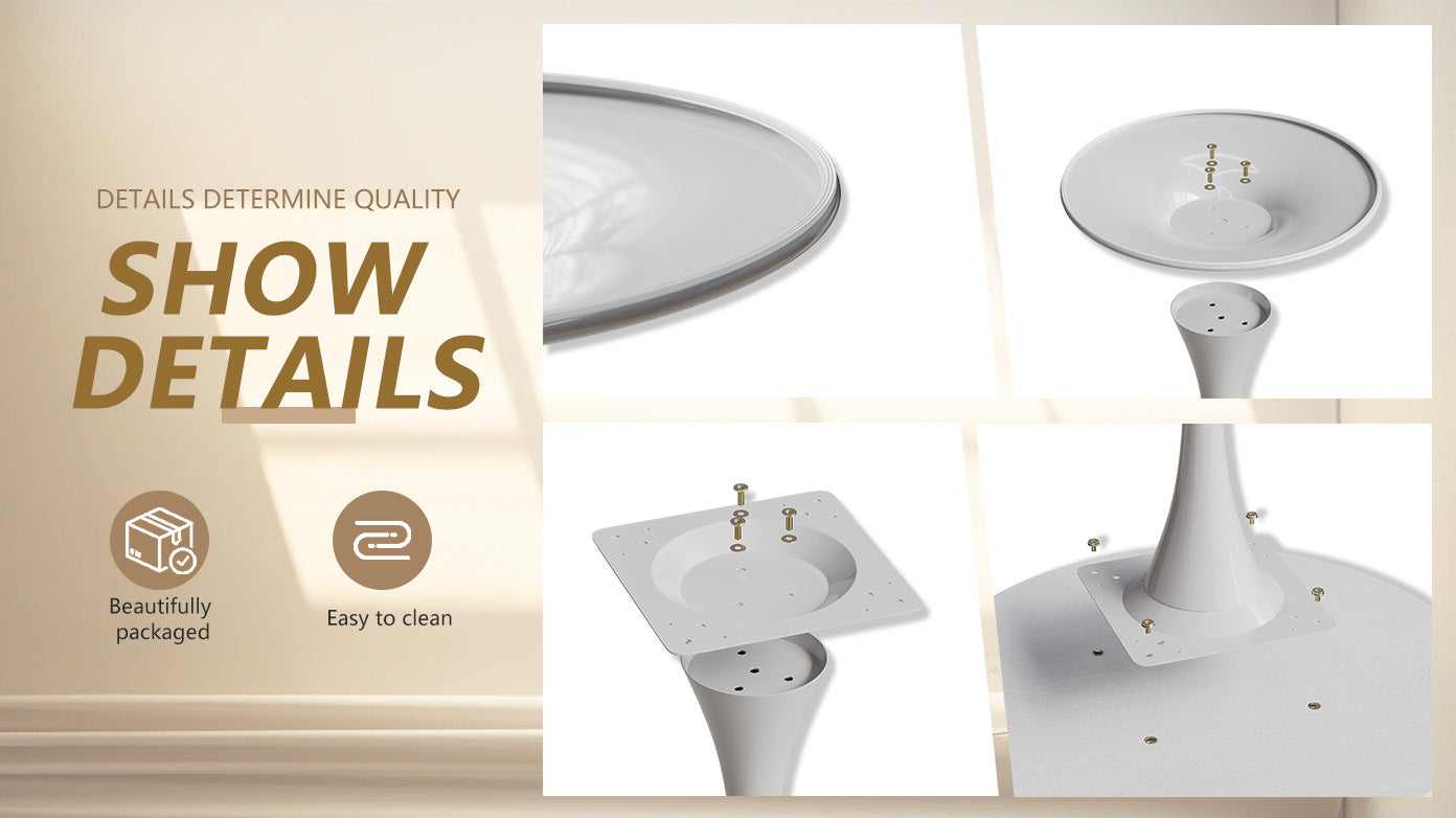 31.4 "Round Dining Table, Medieval White Tulip Dining Table, 2 3 Person Metal Base Dining Table, Easy To Assemble Casual Coffee Table, Office Desk White Mdf