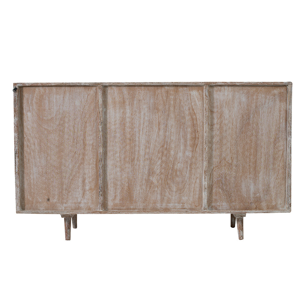 57X16X33" Tv Console With Cane Doors Multicolor Wood