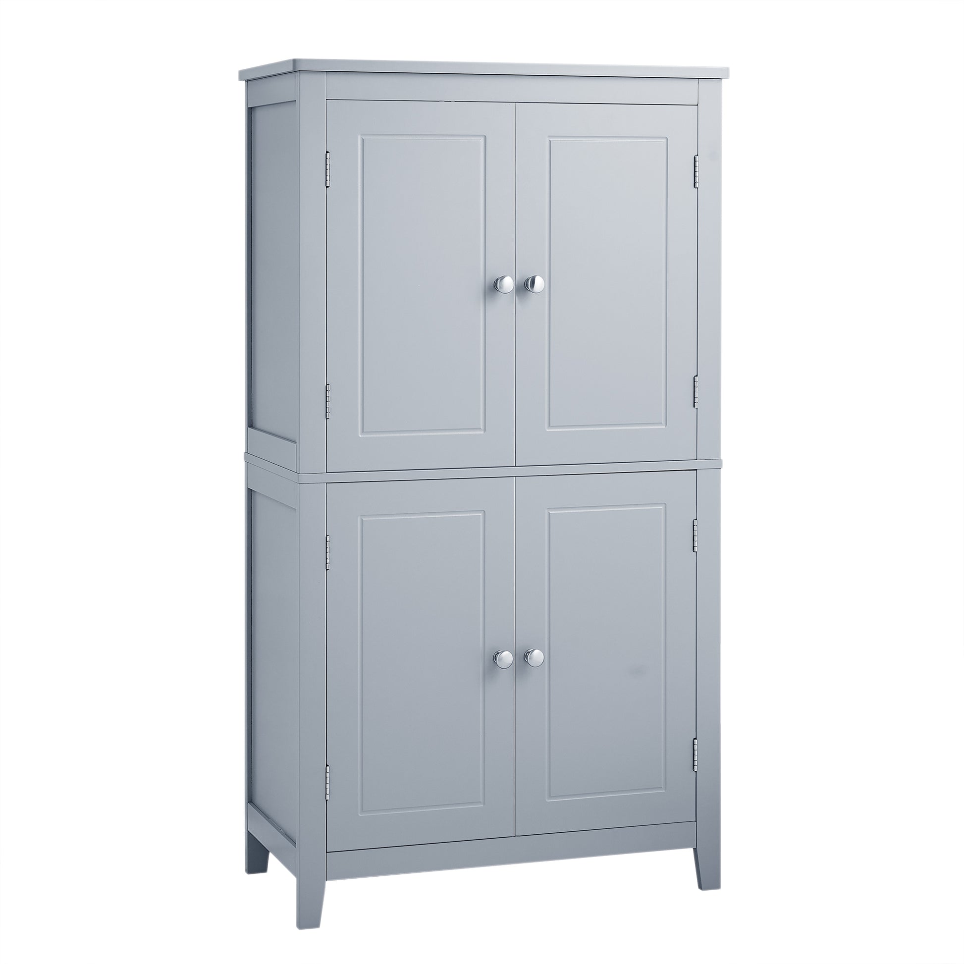 Elegant Bathroom Floor Storage Cabinet, Bathroom Storage Unit, Freestanding Cabinet With 4 Doors, Adjustable Shelves, Adaptable Shelves, Grey Grey Mdf