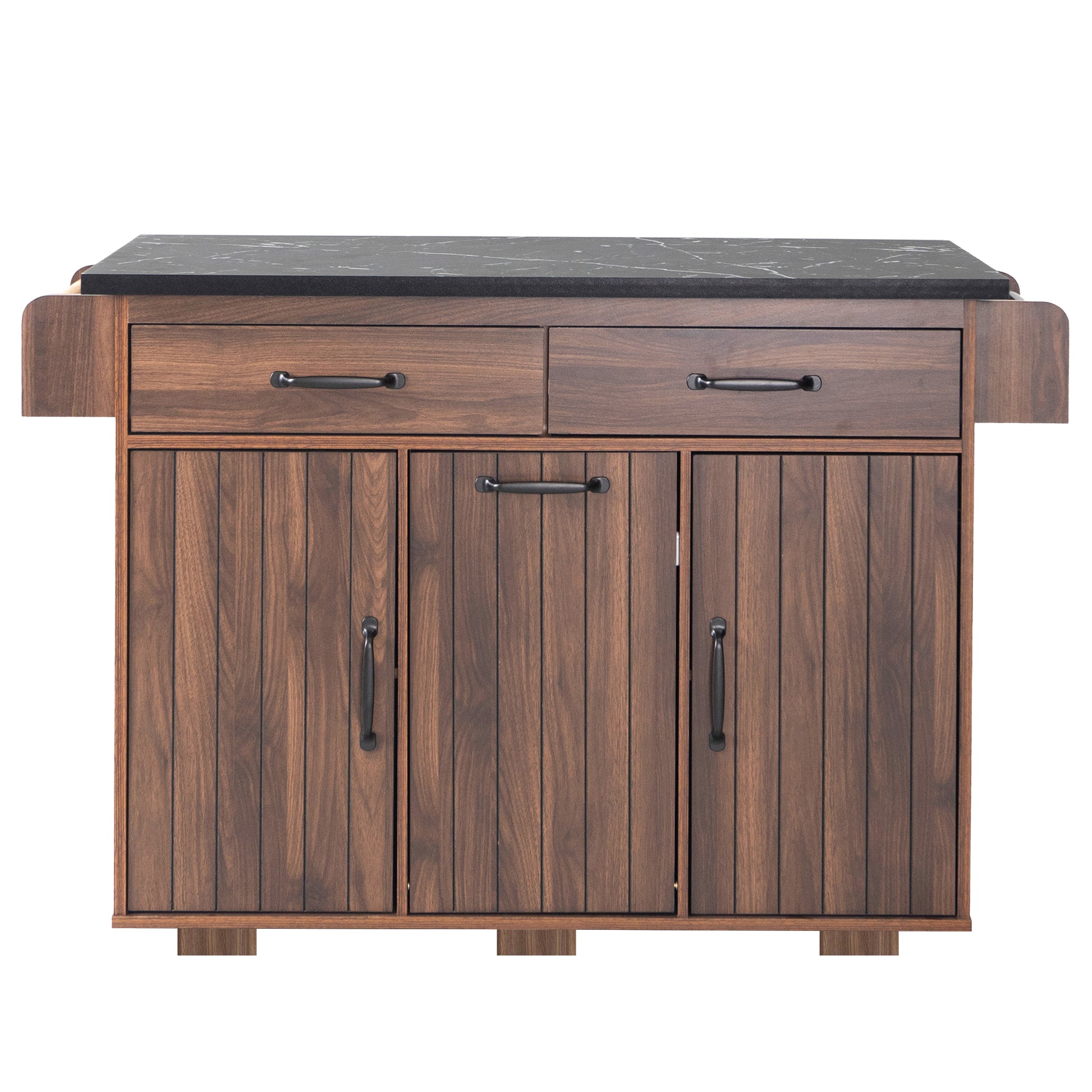 K&K Kitchen Island With Trash Can Storage Cabinet, Kitchen Cart With Drop Leaf, Spice Rack, Towel Rack And Drawer, Rolling Kitchen Island On Wheels With Adjustable Shelf, Walnut Brown Walnut Brown