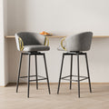 30 Inch Dining Chairs Set Of 2 Modern Style 360 Swivel Bar Chairs With Simple Design, Comfortable High Stools, And Flexible Dining Chairs Suitable For Bars, Restaurants,Velvet Bar Chair Beige Grey