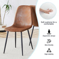 Table And Chair Set.Mdf Rectangular Dining Table, 6 Modern Medieval Style Restaurant Cushioned Side Chairs With With Soft Cushions And Black Metal Legs.Suitable For Restaurants, Living Rooms, Kitchen. Brown Seats 6 Mdf Metal