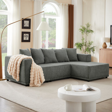 Chenille L Shaped Sectional Sofa Set,Minimalist Style Modular Sectional Sofa, Luxury Chenille Fabric Cloud Couch For Living Room Grey Chenille 4 Seat