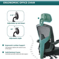 Retractable Footrest Ergonomic Swivel Office Chair With Lumbar Support Pillow And Padded Armrests, Black Black Metal