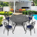Cushions In Random Colors 5 Piece Set Of Cast Aluminum Patio Furniture With Cushions Yes Dining Set Black Seats 4 Rust Resistant Frame Water Resistant Cushion Garden & Outdoor Complete Patio Sets Aluminium