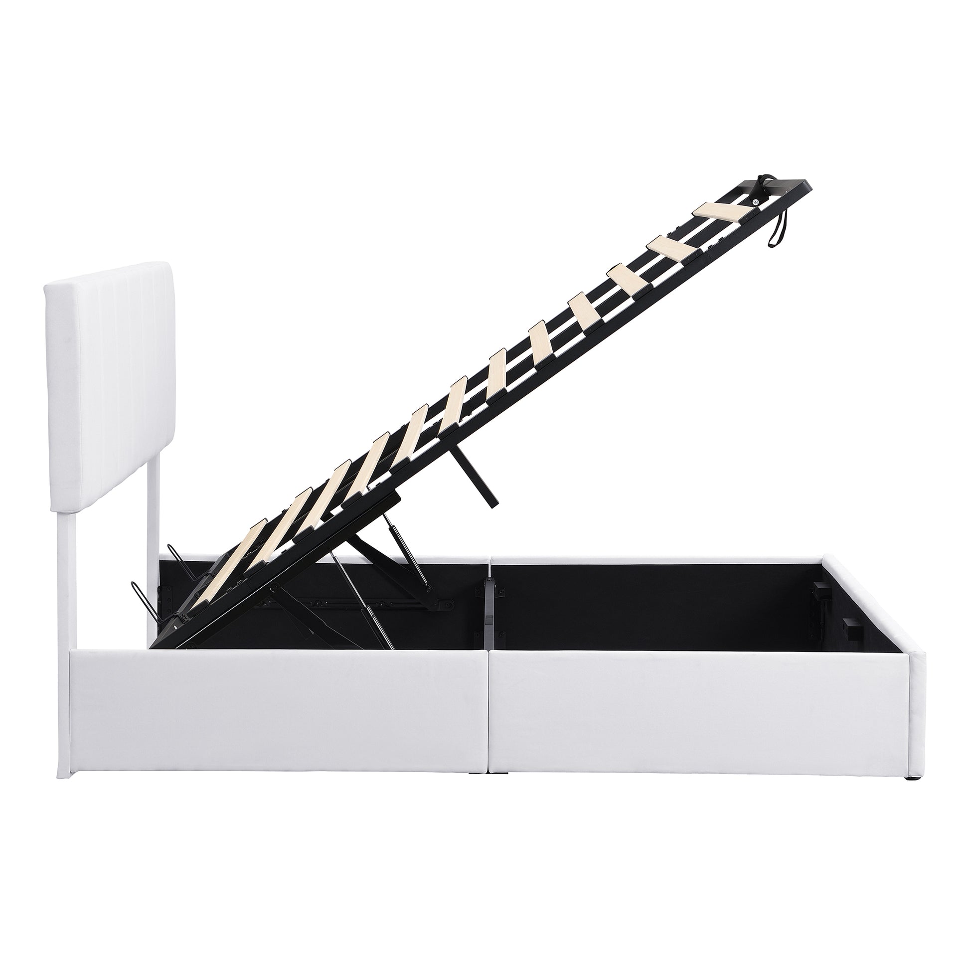 Full Size Upholstered Platform Bed With A Hydraulic Storage System White Old Sku: Lp000111Aak White Upholstered