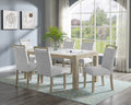 7Pc Dining Set Contemporary Style White Genuine Marble Stone Rectangular Table Full Back Upholstered Chairs Beige Gray Dining Room Wooden Furniture Wood Wood Gray Seats 6 Wood Dining Room Fixed Table Contemporary,Modern,Transitional Rectangular Trestle