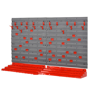 Durhand 54 Piece Pegboard And Shelf Tool Organizer Wall Mounted Diy Garage Storage With 50 Hooks Grey Plastic