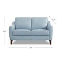 Ersa Leather Loveseat Blue Memory Foam Genuine Leather