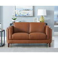 Maui Leather Loveseat Brown Down Filling Genuine Leather