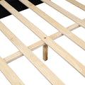Queen Size Upholstered Platform Bed With Metal Strips, Off White Queen Off White Pu