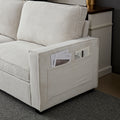 Corduroy Sofa, 87.4 Inch Modern Design Sofa With Cup Holder And Storage Bags, Deep Seat Sofa Couch,Comfy Couch For Living Room,Apartment,Beige Beige Corduroy 3 Seat