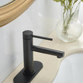 Modern Matte Black Single Handle Bathroom Faucet With Drain Matte Black Brass