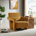 Mirod Sleek Right Angle Armrests, Ergonomic Lumbar Support, Square Wooden Block Legs, Inclined Seat For Comfort, Artistic Statement Piece For Living Room,Bedroom And Study Yellow Chenille