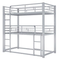 Metal Twin Size Triple Bunk Bed, Silver Old Sku: Sm000230Aan 1 Box Spring Not Required Twin Silver Metal Bedroom Metal