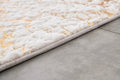 Luxury Machine Washable White Abstract Gold Gilded Chinchilla Faux Fur Area Rug White Gold Polyester