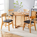 Table And Chair Set, Ancient Style Solid Wood Dining Table, Imitation Rattan Table Legs, Beautiful Simple Solid Wood Dining Chair, Perfect For Dinner, Meetings, Home And Office Decoration Wood Rubber Wood