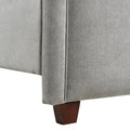 Carmen King Upholstered Wingback Panel Bed Frame, Silver Grey Polyester Box Spring Required King Silver Grey Wood Foam Polyester Polyester