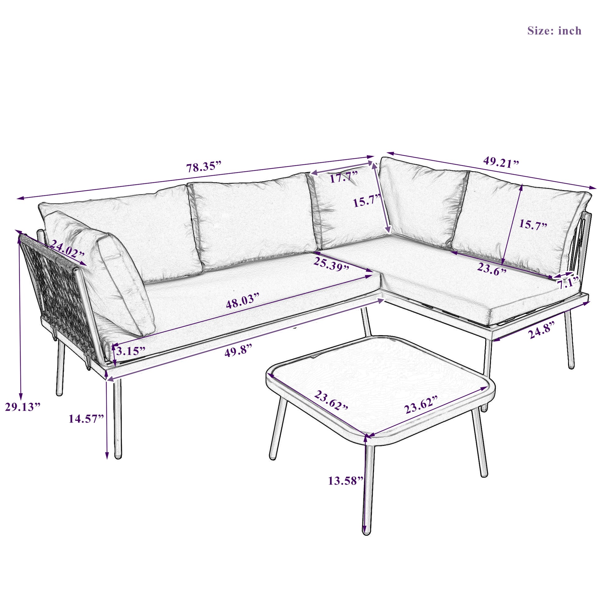 Modern Outdoor 3 Piece Pe Rattan Sofa Set All Weather Patio Metal Sectional Furniture Set With Cushions And Glass Table For Backyard, Poolside, Garden,Black,L Shaped Yes Sectional Black Seats 4 Weather Resistant Frame Water Resistant Cushion Garden &