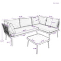 Modern Outdoor 3 Piece Pe Rattan Sofa Set All Weather Patio Metal Sectional Furniture Set With Cushions And Glass Table For Backyard, Poolside, Garden, Gray,L Shaped Yes Sectional Gray Seats 4 Weather Resistant Frame Water Resistant Cushion Garden &