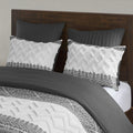 3 Piece Cotton Comforter Set With Chenille Tufting Gray King Cal King King Gray Cotton