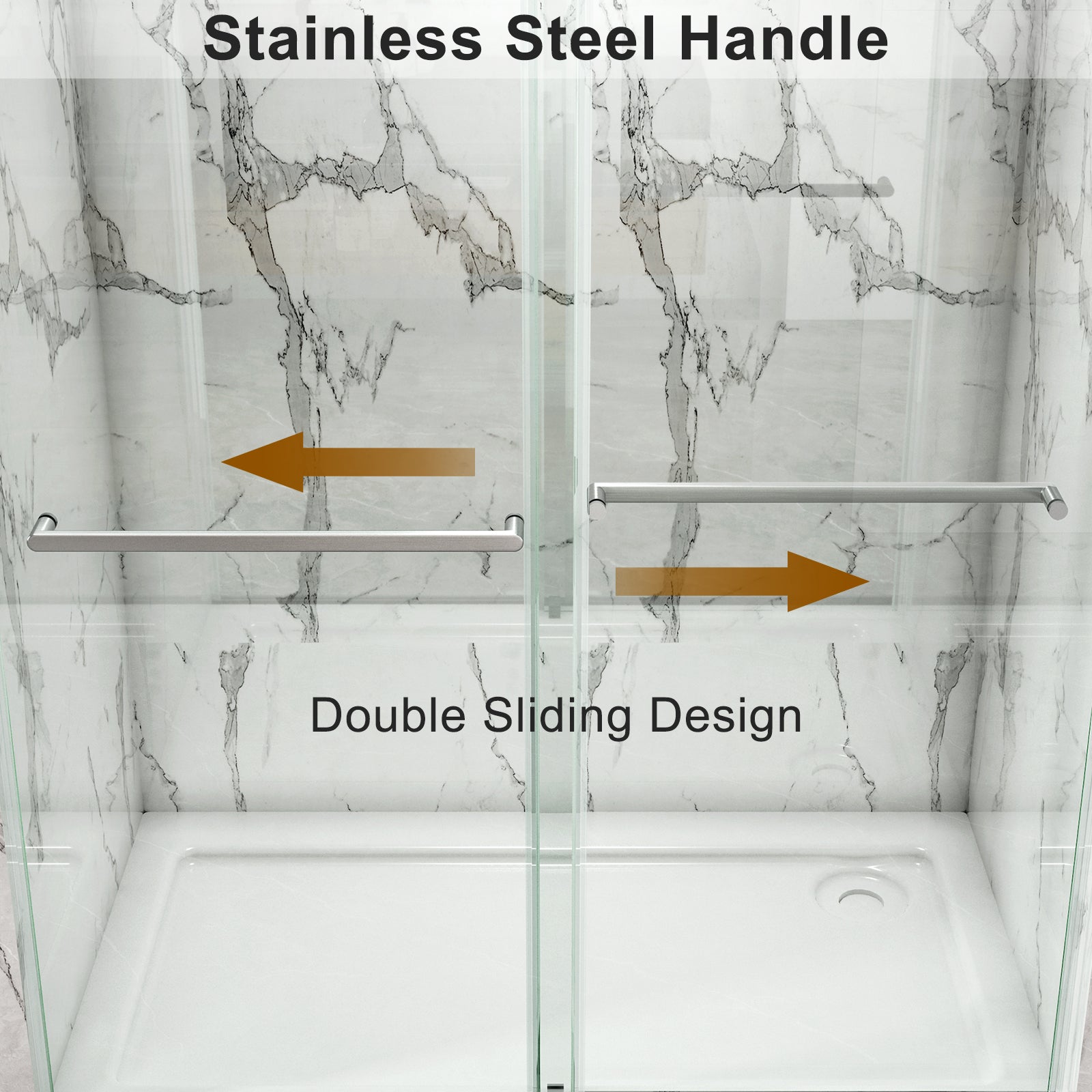 56 To 60'' W X 76'' H Frameless Shower Door, Double Sliding Shower Door With Premium 3 8'' 10Mm Thick Tempered Glass, Stainless Steel, Brushed Nickel Brushed Nickel Bathroom Modern Tempered Glass